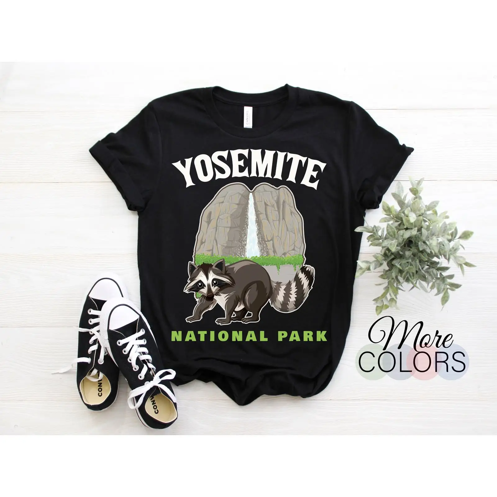 Outdoor Camping Yosemite - 요세미티 국립공원 너구리 티셔츠 미국 캘리포니아