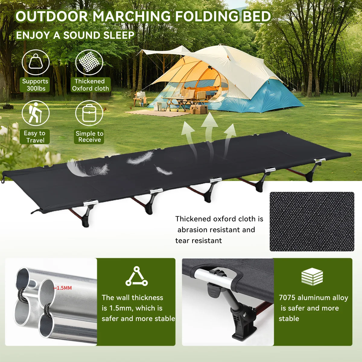 Outdoor Camping Cot - 베스트셀러 알루미늄 프레임 캠핑 간이침대, 휴대용