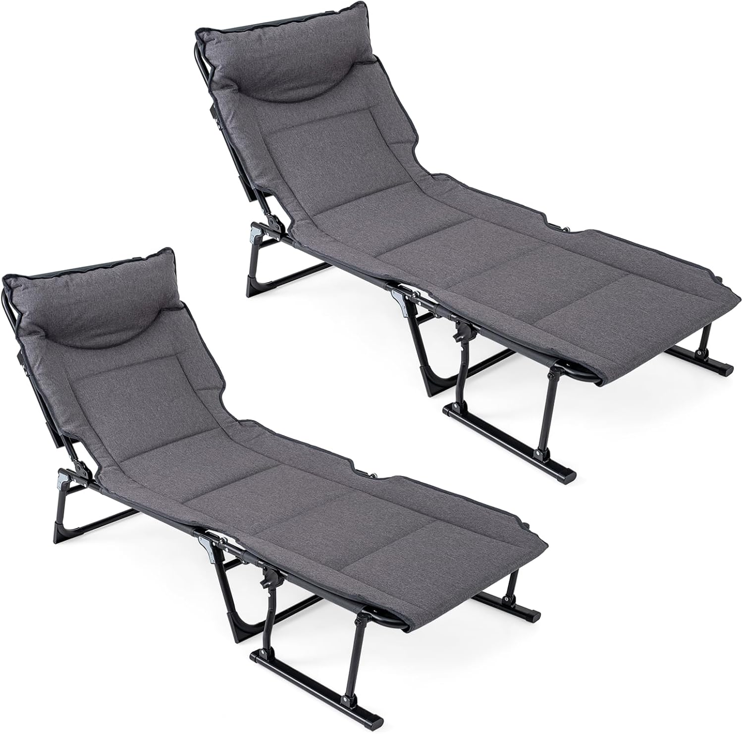 Outdoor Camping Cot - 접이식 파티오 라운지 의자 2개 세트,