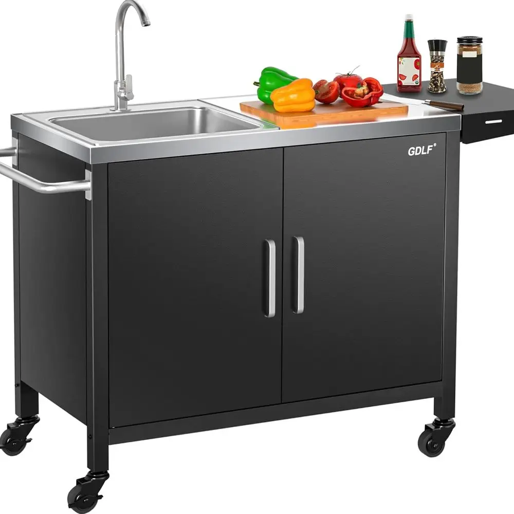 Outdoor Camping Sink - 스테인리스 싱크대가 있는 야외 주방 아일랜드,