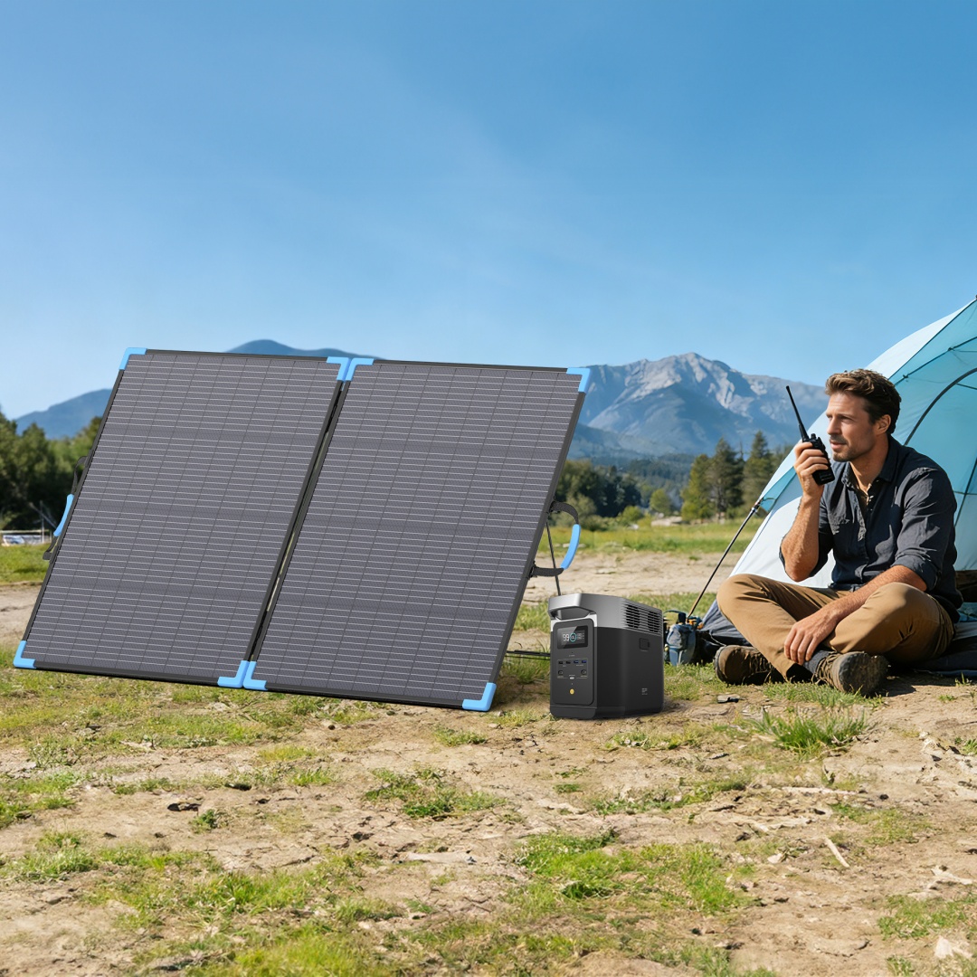 Outdoor Camping Van - E-POWO 20V 양면 태양광 패널 220W