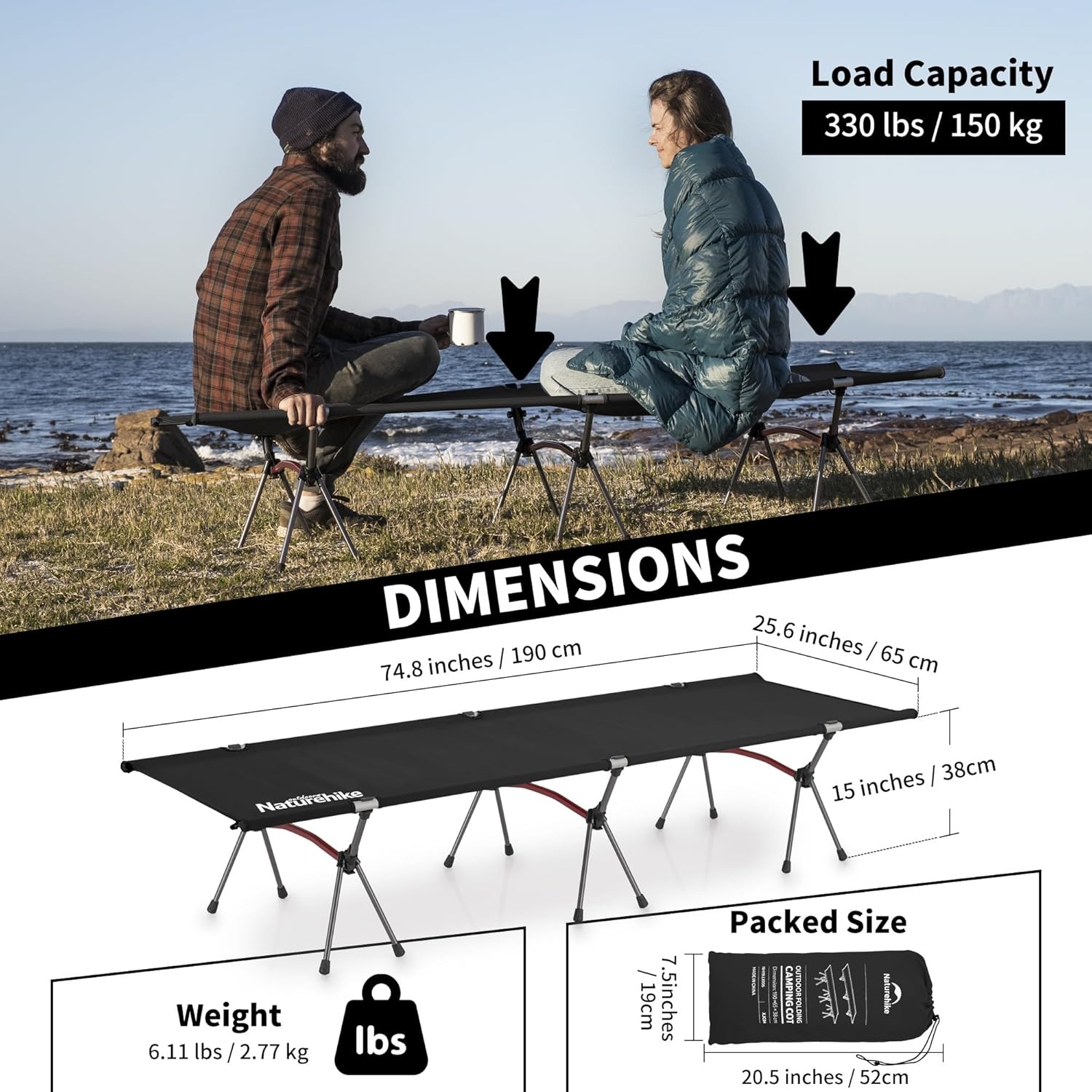 네이처하이크 접이식 캠핑 코트 높이 조절 가능 초경량  - Outdoor Camping Cot 리뷰 및 가격